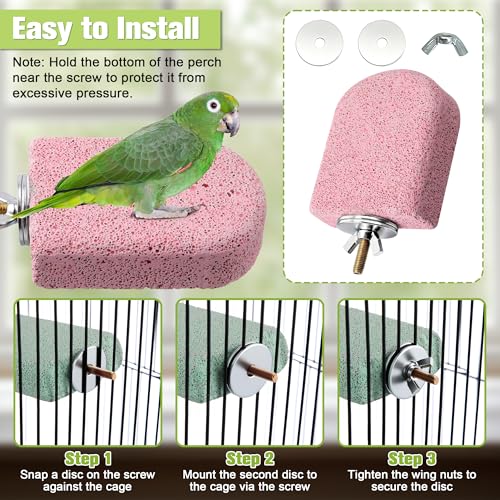 4 Pack Bird Beak Grinding Stone, Pumice Lava Ledge for Birds, Chinchillas, Hamsters, Parrots, Bird Perch Stand Climbing Ledge, Teeth & Beak Grinding Block (Short) - size: Short