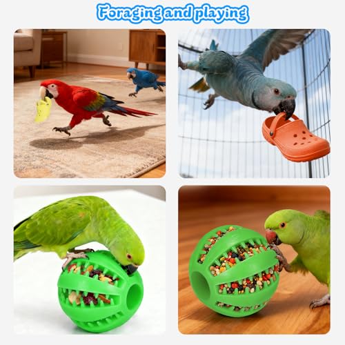 Bird Interactive Toys -1 Mini Ball & 5 Random Color Mini Shoes, Chewable Bird Cage Enrichment Toys for Parakeets Cockatiels Small Birds