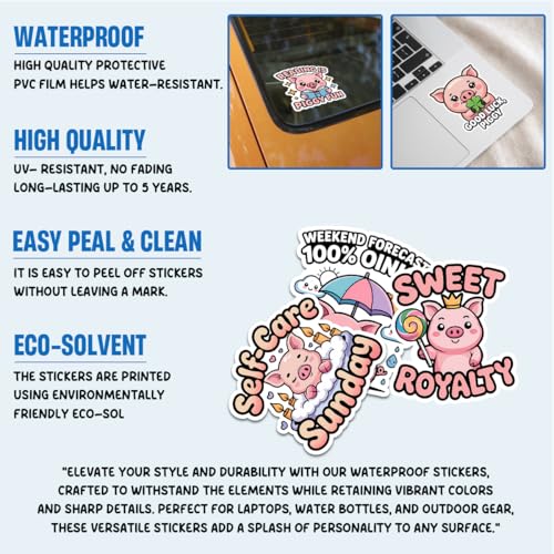 Vybonz Pig Sticker Cute Animal Decal Funny Cartoon Farm Animal | Pig Stickers with Funny Animal Characters and Quotes for Farm Lovers, Laptop, Water Bottle, Journal and Notebook Use - color: Pig, size: 3in