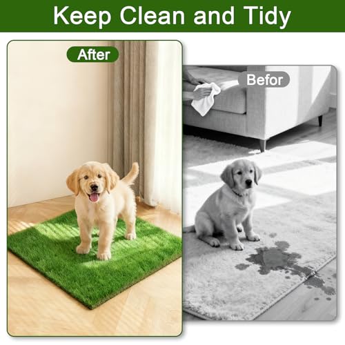 THREE ORANGES Dog Grass Pee Pads, 2 Pack 14 x 18 Inch Artificial Grass Replacement Mats for Dog Potty Trays, Soft 1.38 Inch Washable Turf with Drainage Holes, Indoor Outdoor - size: 2pack | 14in*18in