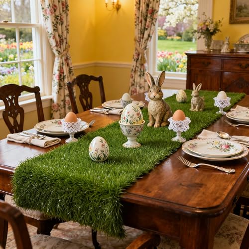 GLOBREEN Artificial Grass Table Runner 36 Inches for Golf Sport Themed Party Table Centerpiece Birthday Baby Shower - size: 12" x 36"/1PCS