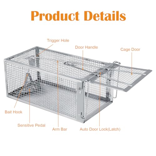 Humane Rat Trap, Chipmunk Rodent Trap that Work for Indoor and Outdoor Small Animal - Mouse Voles Hamsters Live Cage Catch and Release 1 Pack