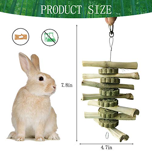 kathson Guinea Pig Treats Hanging Bunny Chew Toys for Teeth Grinding, Organic Bamboo Sticks Natural Rabbit Enrichment Toys for Small Animals Hamster Chinchilla 2 Pack - size: 2 Count (Pack of 1)