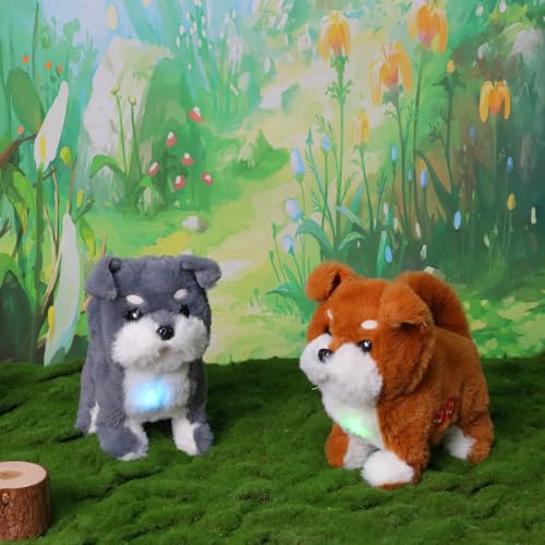 Easfan Walking Dog Talking Musical Plush Toy Gift for Kids 7" | Electric stuffed animal, interactive toy with sounds, Grey puppy plush, birthday holiday gift, for toddlers - style: Grey_Dog