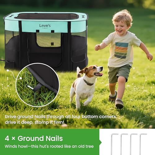 Love's Cabin Medium Dog Tent Crate, Portable Foldable Pop Up Dog Kennel Playpen with Carrying Case (Green) - color: Green, style: Medium