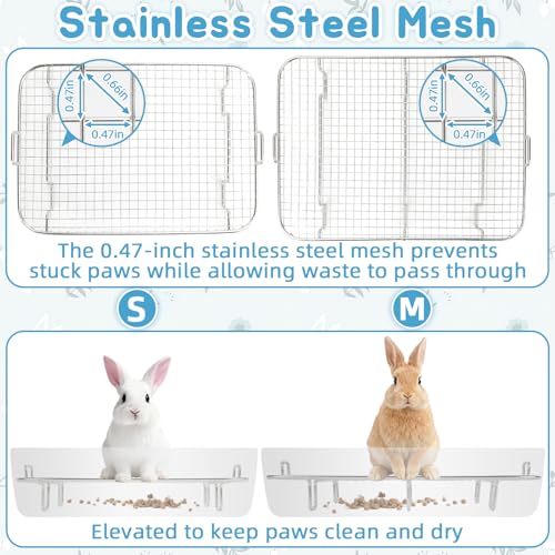 BWOGUE Extra Large Stainless Steel Rabbit Litter Box, Bunny Litter Box Pan | Large Rabbit Litter Box, Steel Grid with Sifting Tray, Low Entry Potty Pan, Easy to Clean, Helps Control Odor, Rabbits - size: XL:23.6in ×15.7in × 5.9inches