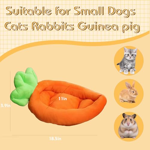 Rabbit Bed Warm Small Dog Cat Sleeping Carrot Banana Beds Bunny Bed Guinea Pig Hideout Bed Thick Soft with Removable Mat,Machine Washable Guinea Pig Cushion (Carrot（18.5 * 11.02 * 3.94）)