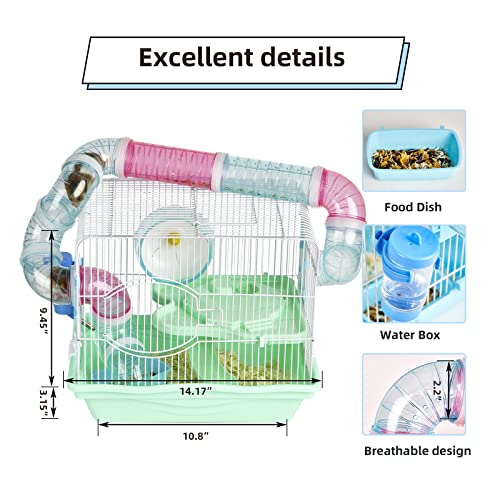 Hamster Cage, A Wire Rat Cage with a Large Space for Dwarf Hamsters, Guinea Pig, Gerbils, Mouse or Other Small Animal Cage. - color: Green