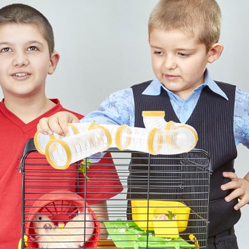 Mipcase Hamster Tubes and Tunnels Kit 2Pcs Transparent DIY Rat Maze Tunnel Expand Cage Playground for Small Animals 6.10X4.72X2.36In