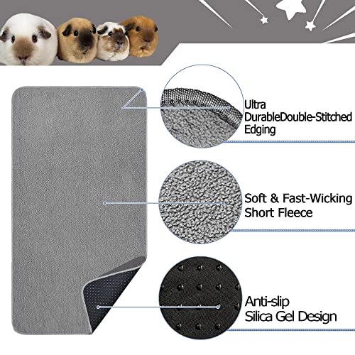 Guinea Pig Bedding, Cage Liners, Washable, Reusable & Leakproof | Premium Fleece Material, Instant Absorbent, Anti-Slip Bottom, Ideal Pee Pads for Small Animals. - size: 15''x29'' (4 Pack)
