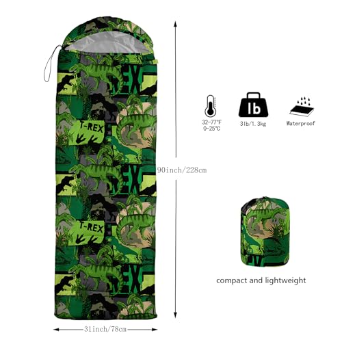 AILONEN Cartoon Car Sleeping Bags,Lightweight & Waterproof,3 Season Warm & Cool Weather,Cute Stars Printed Vehicles Transportation Sleeping Bags for Boys,Kids,Adults Travelling,Outdoors - color: Dinosaur2