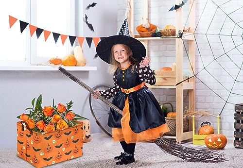 Rectangular Halloween Baskets,Pumpkin Basket for Kids with Handles. Candy Basket,Books Bins. (Halloween Pumpkin) - color: Halloween Pumpkin