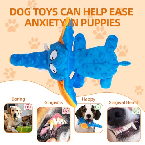 2 Pack Zesty Squeaky Dog Toys with Crinkle Paper & Squeaker - Plush Feel Stuffing-Free Chew Toys for Gentle Small and Medium Dogs, Puppy Teething Toys for Boredom Relief & Dental Care