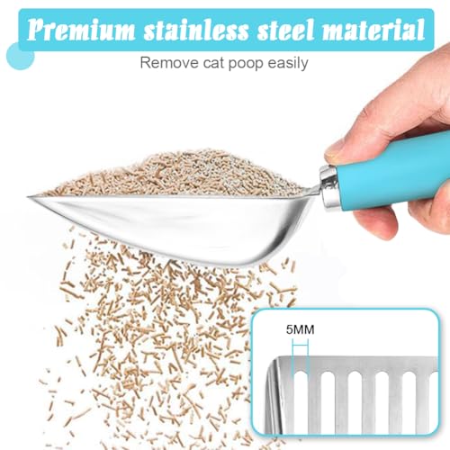Cat Litter Scoop - Stainless Steel Metal Cat Litter Scoop-Sturdy Mesh Scooper - Mesh Shovel-Easy to Clean - Suitable for Cat Litter Box -Blue-Christmas - color: Blue, size: M