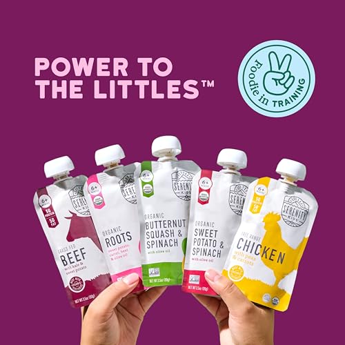 Serenity Kids Organic Baby Food Pouches, 5g Protein, 3.5 Oz, 8 Pack | 5g Protein, Organic Baby Snacks, Toddler Pouches, Baby Puree Pouches, Toddler Snack Pack - size: 3.5 Ounce (Pack of 8)