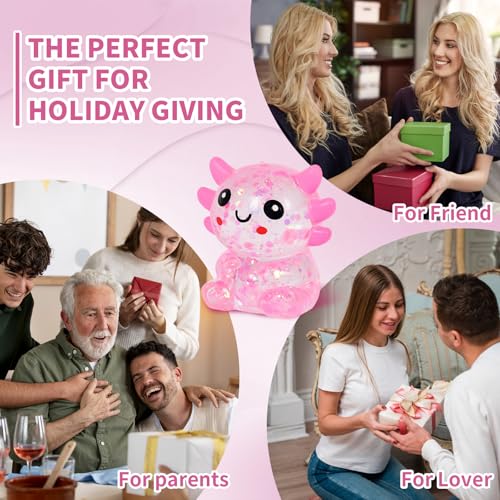 Pink Axolotl Squeeze Toy, Slow Rise squishies Relief Sensory Toy | Cute Squeeze Anxiety Pressure Ball, Portable Calming Fidget Toy for ADHD Autism, Gift Box Packed - color: Single Pink Sitting Axolotl