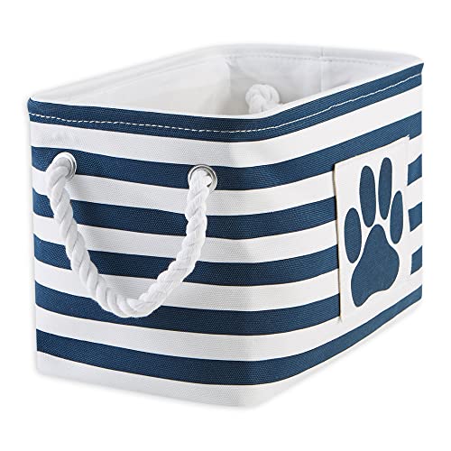 Bone Dry Pet Storage Collection Striped Paw Patch Bin, Small Rectangle, Navy - color: Navy, size: Small Rectangle