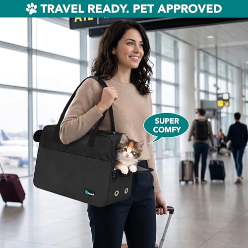 PetAmi Dog Purse Carrier for Small Dogs Cats, TSA Airline Approved Soft-Sided Pet Carrier with Pockets, Ventilated Travel Tote Bag with Bed & Shoulder Strap, Puppy Kitten, Max 12 lbs, Black - color: Black