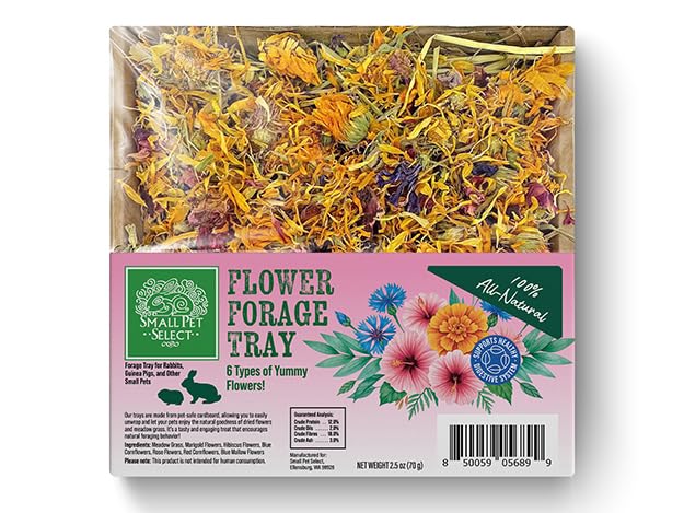 Small Pet Select Forage Tray Bundle, Rabbits & Guinea Pigs, 3-Pack | Dandelion, Flower & Herb Mix, 2.5 oz Each, Natural Foraging Enrichment for Rabbits, Guinea Pigs & Small Pets