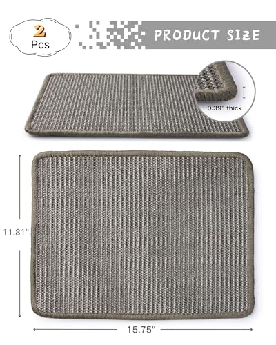 JanYoo 2pcs Bunny Scratch Pads Natural Sisal Rabbit Scratching Pad Bunny Scratcher Mat Resting Mats for Cages, Small Animal Claws and Teeth Care Bedding Accessories for Guinea Pig (15.7x11.8in, Grey) - color: 2-Grey