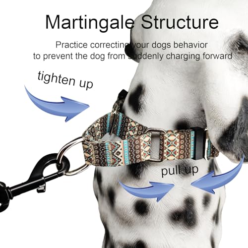 Martingale Dog Collar with Buckle Tribal Design Adjustable Escape Proof Pet Collars (Aztec, Medium) - color: Aztec, size: Medium