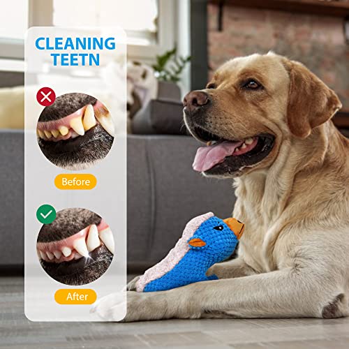 IOKHEIRA Dog Plush Toys for Aggressive Chewers, Indestructible Dog Squeaky Toys with Crinkle Paper, Durable Teething Chew Toys for Medium and Large Breed (Blue) - color: Blue