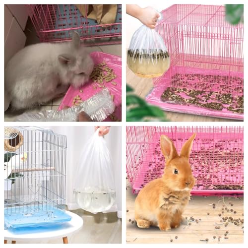 50PCS Disposable Small Animals Cage Liner Rabbit Guinea Pig Cage Liners Plastic Clear Bunny Cage Liner Bag Universal Toilet Film,Small Animal Bedding (50PS, M)