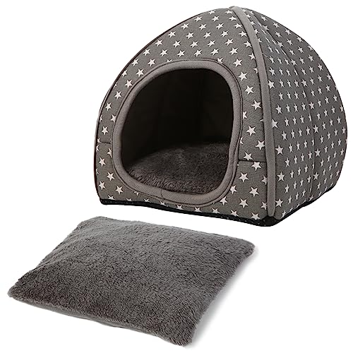 Cozy Guinea Pig Hideout Bed Soft Fleece Material Removable Cushion Washable and Dryer Friendly Perfect Cage Accessories for Rabbits Hamsters Hedgehogs - color: Grey