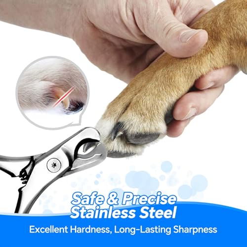 Nail Clippers Set with File for Dogs Cats, Non-Slip Grip | Clipper + File 2-in-1 Set, Stainless Steel Blades, Non-Slip Handle, Iron Storage Box, for Small to Large Pets