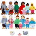 ONEST 19 Pieces Wooden Dollhouse Family Set Mini People Figures Sets Dollhouse Dolls Wooden Doll Family Pretend Play Figures Accessories for Pretend Dollhouse - style: E Set
