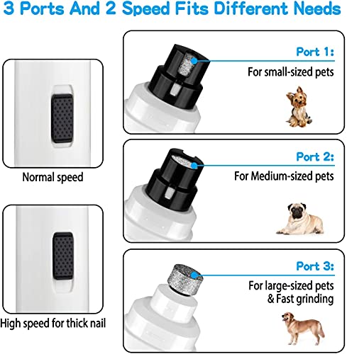 Casfuy Dog Nail Grinder Upgraded - Professional 2-Speed Whisper-Quiet Electric Pet Nail Trimmer Painless Paws Grooming & Smoothing for Small Medium Large Dogs & Cats (White) - color: A-White