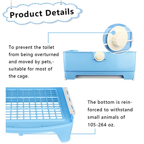 PINVNBY Large Rabbit Litter Box Bigger Pet Litter Pan Trainer with Drawer Corner Toilet Box for Adult Guinea Pigs Chinchilla Ferret Hedgehog Small Animals(Blue) - color: Blue