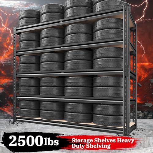 REIBII 40" W Storage Shelves,2500LBS Heavy Duty Garage Shelving for Basment | Adjustable Metal Shelving,Pantry Shelf for Spaces Basement,Warehouse,Closet,Storage Room,Library Or Offices,2500LBS - size: 20"D x 40"W x 72"H