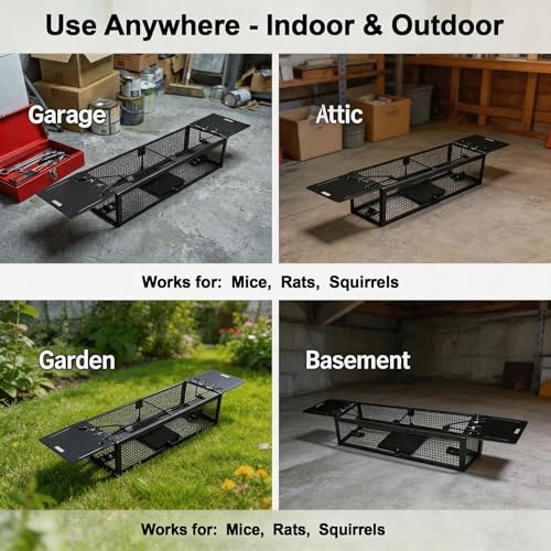 17-inch Large Double-Entry Humane Rat Trap with a Sturdy Metal cage, Suitable for Chipmunk and mice, Featuring a Highly Sensitive Trigger Pedal, for Indoor and Outdoor use
