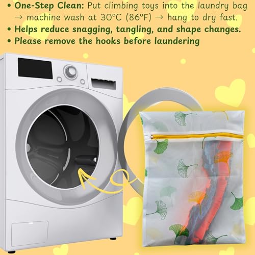 Sugar Glider Hanging Climbing Enrichment Toy, Colorful Hanging Climbing Exercise Toys and Laundry Bag, Swing Rope Enrichment, Sugar Glider Cage Accessories for Ferret Hamster Squirrel (Laundry Bag)
