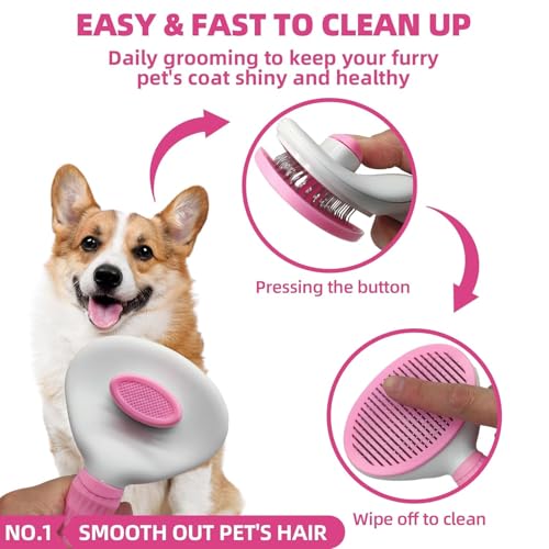 Bath Grooming Kit for Pets - Hair Brush Set with Towel, Washing Gloves, and Shampoo Scrubber Brush for Dogs and Cats (Pink) - color: 6-Bath-Pink