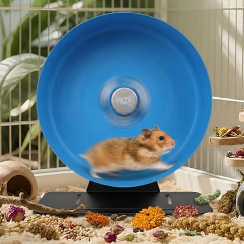 11.8" Aluminum Alloy Silent Hamster Exercise Wheel | Noiseless Running Wheel for Syrian Hamsters, Fancy Rat, Hedgehogs and Small Pets (Base-Black) - color: Blue