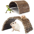 QUOZUO 2PCS Reptile Hideout Hermit Crab Bendable Bridge, Wooden Hermit Crab Hideout Climbing Toys, Reptile Tank Habitat Decor Hiding Hut for Lizards, Mice, Spiders