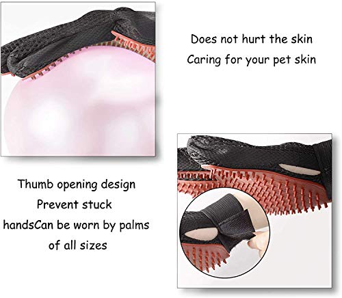 Pet Grooming Glove Hair Remover Brush Gentle Deshedding Efficient Pet Mitt Pet Massage Gloves Left & Right Hand Draw Dogs Cats Horses Long Short Fur (1Pair Left & Right Hand) - color: Red