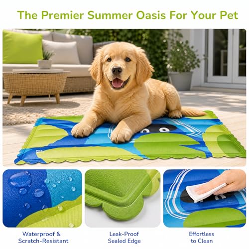 Dog Cooling Mat, L-25"x19" | Self Cooling with Non-Toxic Gel, Waterproof, Durable, For Indoor & Outdoor in Summer - size: L-25"x19"