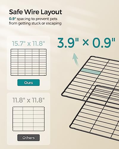 SONGMICS Pet Playpen, Small Animal Cage, Pet Fence with Cable Ties, DIY Metal Enclosure for Guinea Pigs, Hamsters, Rabbits, Hedgehogs, Black ULPI001B01 - color: Black, size: 48.4"L x 24.8"W x 16.1"H, style: 12 Panels