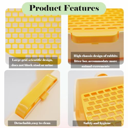 PINVNBY Litter Box for Rabbits,Plastic Rabbit Pan with Grate,Bunny Potty Training Corner Detachable Rabbit Toilet Bedding Accessory for Hedgehog Chinchilla Ferret (Orange) - color: 【Orange】