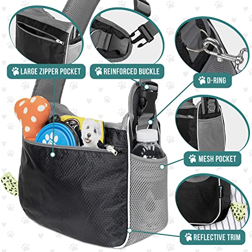 PetAmi Dog Sling Carrier for Small Dog, Hands Free Crossbody Carrier, Black | Under 10 lbs, Puppy Cat Pet Travel Gift, Breathable Mesh, Padded Strap, Removable Sherpa Bed, Pockets & Poop Bag Dispenser - color: Black