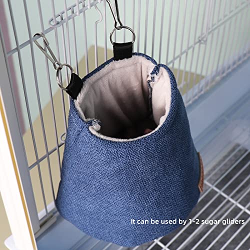 Sugar Glider Bed Pouch for Cage Sleeping Nest Bed, Warm Pouch for Cage Accessories, Sugar Gliders Hammock Pouch Sack Swing Hanging Bed Bedding (Blue) - color: Blue