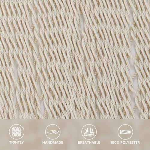 Lazy Daze XL Handwoven Caribbean Rope Hammock, 2+ Person Hammock | 13FT Polyester Outdoor Hammock with Spreader Bars & Straps & Carabiners, 500lbs Capacity for Outside, Patio, Gream - color: Gream