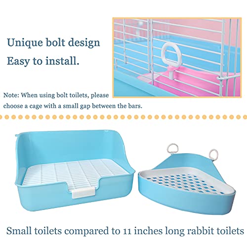 Hamiledyi Guinea Pig Potty Trainer Corner, Small Animals Triangle Plastic Litter Box, Bedding Litter Box Pee Pan Tray Toilet for Hamster Gerbil Bunny Ferret Chinchilla Hedgehog (Blue) - color: Blue
