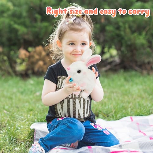 Easfan Pink Jumping Bunny Talking Interactive Plush Toy Gift for Kids | Hopping spotted, moving ears & nose, singing shaking glowing, electric toy, gift for Toddlers - style: Bunny_Pink