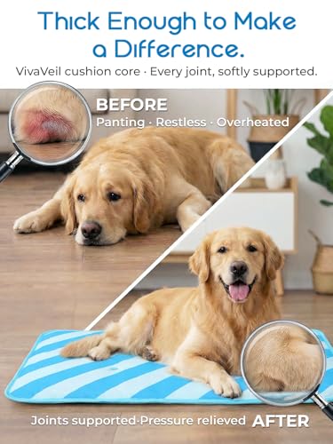 Cooling Mat for Dogs,Stylish Patterns,Self Cooling Indoor Outdoor | Instant Cooling,No Gel,100%Non-Toxic,Claw-Proof,Anti-Slip,Washable,for dog creat,dog bed,Blue L - color: Blue, size: 35"x28"(Large)