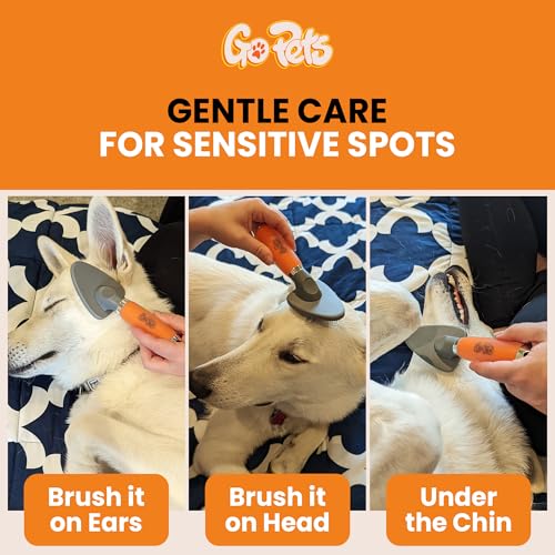 GoPets Small Pin Slicker Brush, Dog & Cat Pin Comb for Tangles & Shedding | Easy Groom, Rounded Safety Tips, Dematting Brush for Short & Long Hair Furry Pets, Ideal for Sensitive, Hard-to-Reach Areas - style: Small Pin Slicker Brush