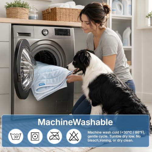Dog Cooling Mat for Large Medium Dogs & Cats, Q-Max > 0.4 Breathable Self Cooling Pad, Washable Non Slip Bed for Crate, Car, Sofa, Floor, Indoor Outdoor Summer Use (Small: 18'' x 24'') - size: Small